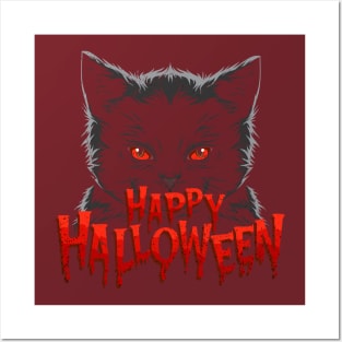 halloween cat grey Posters and Art